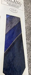 Mens New Milano 100% Woven Silk Navy Blue Multi Striped Patterned Mix Tie - Picture 1 of 1