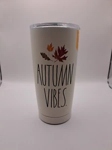 Rae Dunn Ivory Autumn Vibes Tumbler Fall Insulated Stainless Steel Cup Leaf - Picture 1 of 4