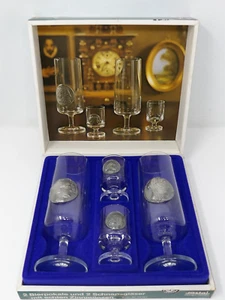 Zinnmünsen Herren Set ~ 2 Beer Cups and 2 Shot Gasses with Pewter Coins - Picture 1 of 10