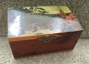 Vintage Cedar Chest Trinket Box Souvenir Pennsylvania’s Grand Canyon - Picture 1 of 7