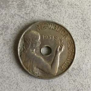 25 Céntimos 1934 Republica Española, España Circulada - Imagen 1 de 2