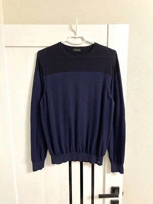 Suéter Pullover Z Zegna Ermenegildo Algodón Rayas Talla L Negro/Azul Foto 1 de 4