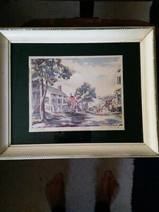 R.C. Lockhardt (Hilltop) Aquarell signiert VON Künstler im Bleistift Set unter Glas - Bild 1 von 6