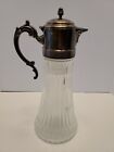Vintage Sculpted Glass Pitcher Decanter  SilverPlated  W/ Ice Insert Wedding 