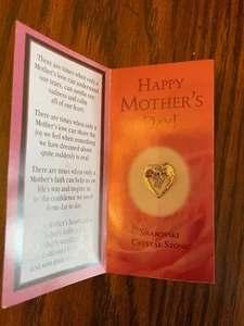 SWAROVSKI CRYSTAL STONE HEART SHAPED MOTHER'S DAY PIN - Picture 1 of 2