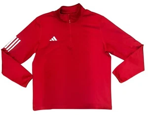 ADIDAS RED 3/4 ZIP TOP LONG SLEEVE MENS LARGE SPORTS CASUAL - Picture 1 of 5