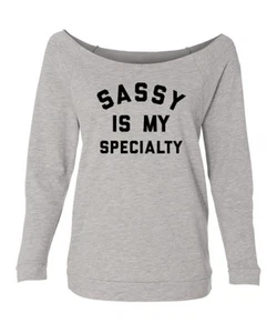Shirtillion Raglan-T-Shirt Damen grau "Sassy Is My Specialty" Small #59391910 - Bild 1 von 1