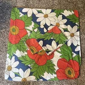 Vintage Stevens Utica Big Red Flower Power Twin Fitted Sheet Poppy 2 Pillowcases - Picture 1 of 5