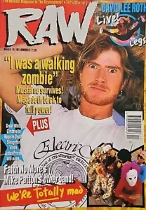 RAW UK Hard Rock / Metal Magazine March 1991 Dave Mustaine Iron Maiden Poster - Foto 1 di 2