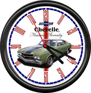 Licensed 1970 Chevelle Green Muscle Car Chevrolet General Motors Sign Wall Clock - Picture 1 of 1