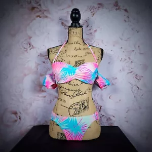 Set bikini colorato rosa e acqua spalle fredde - Foto 1 di 20