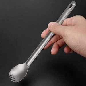 Titanium Fork Long Handle Fork Outdoor Camping Spork Tableware Picnic ForkNWEO - Picture 1 of 6