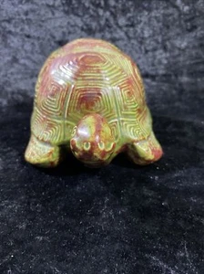 Beautiful Art Pottery Box Turtle - Signed Strickland - Browns & Greens - 7" Long - Picture 1 of 8