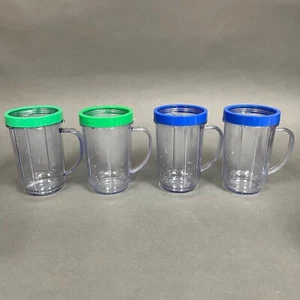 Magic Bullet Cups Party Mugs with Green Blue Comfort Lip Rings Lot of 4 - Picture 1 of 7