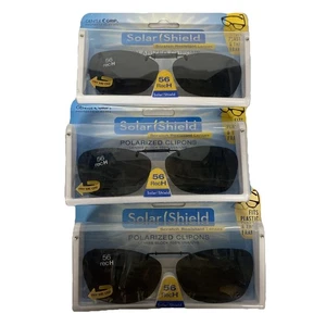 Solar Shield Polarized Clip On Sunglasses 56 Rec H Frameless Gray Lens 3 Pairs - Picture 1 of 2