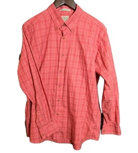 L.L. Bean Men’s Large Shirt Red Check Button Down Wrinkle Resistant Traditional - Picture 1 of 8