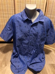 Disney Mickey Mouse Button Up Shirt  Cartoon Blue XXL 2XL Cotton Poly Blend H898 - Picture 1 of 11
