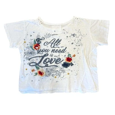 Kyla Seo Comfort Tee WHITE Size Medium Crewneck Boho • Made In India • Handmade - Image 1 of 4