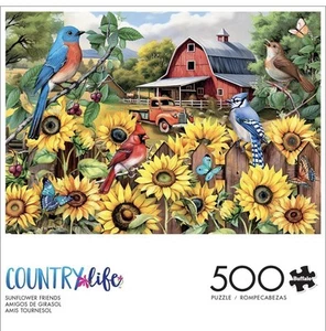 Buffalo Games Tom Wood Country Life - Sunflower Friends 500 Piece Jigsaw Puzzle - Picture 1 of 6