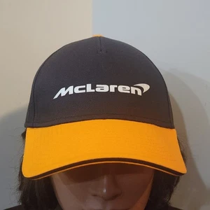 McLaren F1 Official Licensed Logo Black Orange Strap Back Hat Racing Cars Cap - Picture 1 of 7