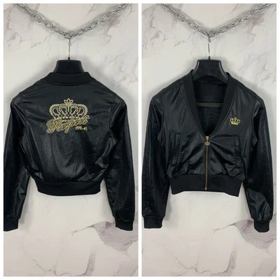 Y2K 阿迪达斯 Missy Elliott Respect Me 黑色裁剪女式田径夹克 36 码 — 第 1/4 张图片