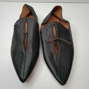 Free People St. Lucia schwarze spitz zulaufende Leder Slipper Babouche Flats, Gr. 38  - Bild 1 von 4