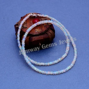Natural Ethiopian Opal Plain Smooth Rondells Beads Necklace 3-4mm Ethiopian Opal - Picture 1 of 4