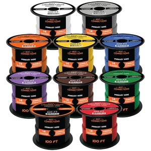 Juego de paquete de cables primarios automotrices calibre 14 (25 pies-100 pies cada uno) primarios duraderos/re - Imagen 1 de 12