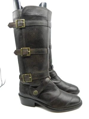 Botas de moto Belstaff de cuero marrón topo hebilla tacón bloque talla EU 37 Foto 1 de 4