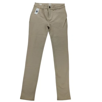 x2 全新带标签 Girls Gap Kids Ponte 裤子 12 码常规柳条米色弹力 — 第 1/4 张图片