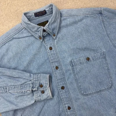 Vintage 90s Chaps Ralph Lauren Denim Shirt Mens 15 34/35 (Measures Like A Large) - Image 1 of 4