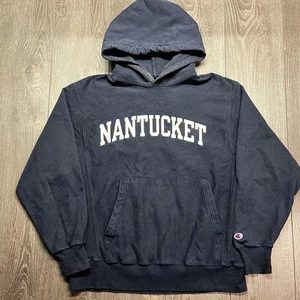 Vintage Nantucket Champion Reverse Weave Sweatshirt Hoodie Medium M Navy Blue - Picture 1 of 8