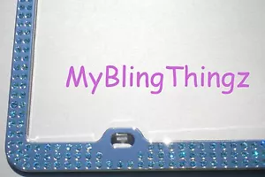Embedded LT BLUE AQUA Crystal BLING License Plate Frame with Swarovski Elements - Foto 1 di 3