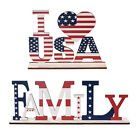 2 Pcs Independence Day Ornament Wooden Ornaments Desktop Table Cutout Word Sign