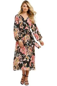 GINGER AND SMART Floral Charts Wrap Midi Dress Size 8 AU RRP 659 WITH DEFECTS - Picture 1 of 10