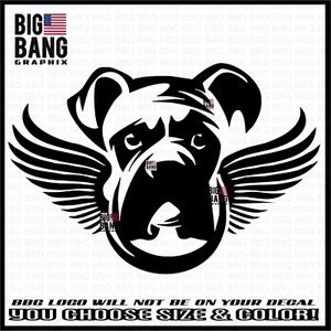 Boxer Dog IN LOVING MEMORY Vinyl Decal Sticker Angel Wings RIP Vinyl Car Window - Picture 1 of 5