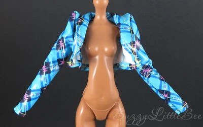 Monster High Doll G3 Frankie Stein Coffee Break Blue Plaid Pleather Jacket - Image 1 of 4