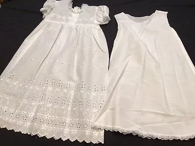 Vintage PHYLLIS WEAR Baby White Christening Coat, Dress, Slip Girls Large. USA - Image 1 of 4
