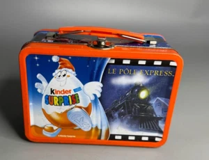 French vintage tin collectible box Kinder Surprise empty Pole Express Christmas - Picture 1 of 6