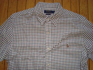 POLO RALPH LAUREN MEN'S 100% COTTON SLIM FIT SHIRT SIZE LARGE HARDLY WORN!! - Picture 1 of 12