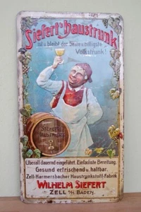 altes Blechschild - Siefert`s Haustrunk - Zell - Werbeschild - Bild 1 von 5
