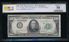 AC 1934 $500 FIVE HUNDRED DOLLAR BILL Richmond PCGS 58 comment