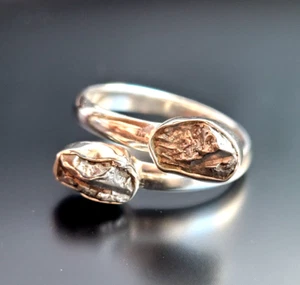 925 Sterling Silber Ring Campo Del Cielo Meteorit Echtschmuck - Picture 1 of 7