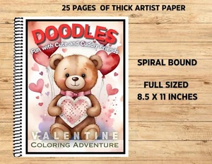 Valentine Doodles - Spiral Bound Coloring Book On Thick Artist Paper #014 - Imagen 1 de 3