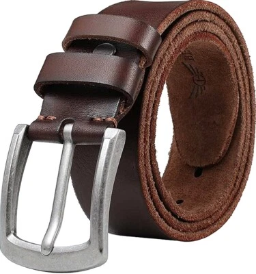 ✅Vollrindleder Büffel 4 cm Breit Herren Schwarz Braun Gürtel Belt Schnalle XXL - Bild 1 von 4