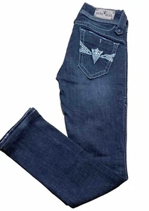 Sang Real Jeans Womens 26 Blue Denim Only the Chosen Low Rise Boot Cut Bling - Picture 1 of 11