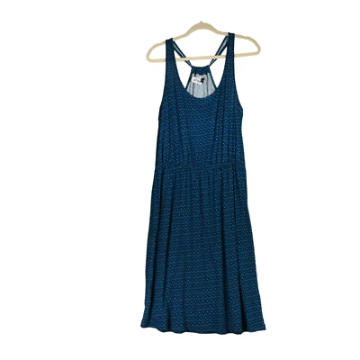 Antiguo Vestido Azul Marino Mujer Talla L Azul Jersey Tejido Elastizado Espalda Corredora Elástico Boho Foto 1 de 4