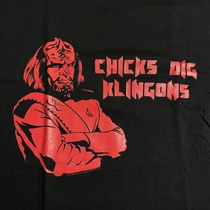 (NEU) Erwachsene Large Star Trek Küken Graben Klingonen T-Shirt schwarz Tee Shirt L Sci-Fi - Bild 1 von 5