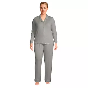 NWT $87 Lands Ends Womens Comfort Knit Pajamas Top + Pants Gray 3X PLUS - Picture 1 of 2