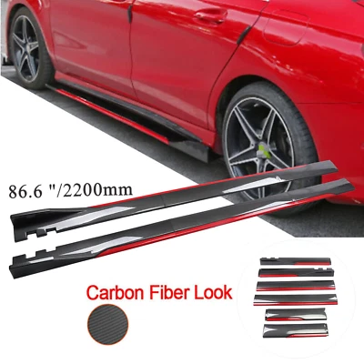 Carbon Fiber Look 86.6" Side Skirt Extension Spoiler Splitter For Toyota Venza - Image 1 of 4
